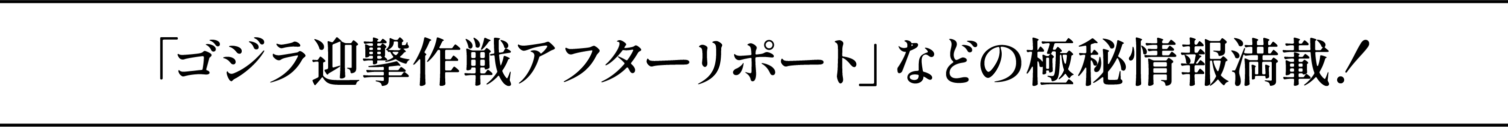 「ゴジラ迎撃作戦アフターリポート」などの極秘情報満載!